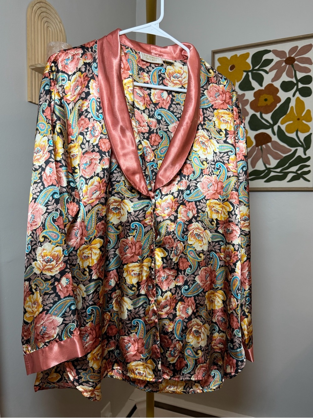 Vintage Victoria's Secret Gold Label Floral Paisley Pajama Top Size Medium